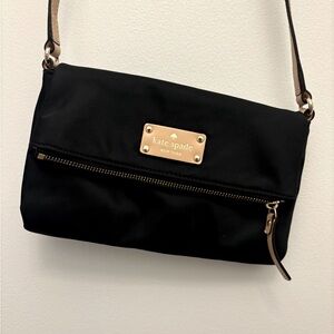 Kate Spade - black nylon foldover crossbody bag